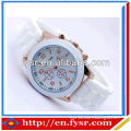 Hot Sale Silicone Quartz Geneva Brand Rose Gold Women Watch